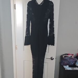 SHEIN Black Long Sleeve Lace Dress
